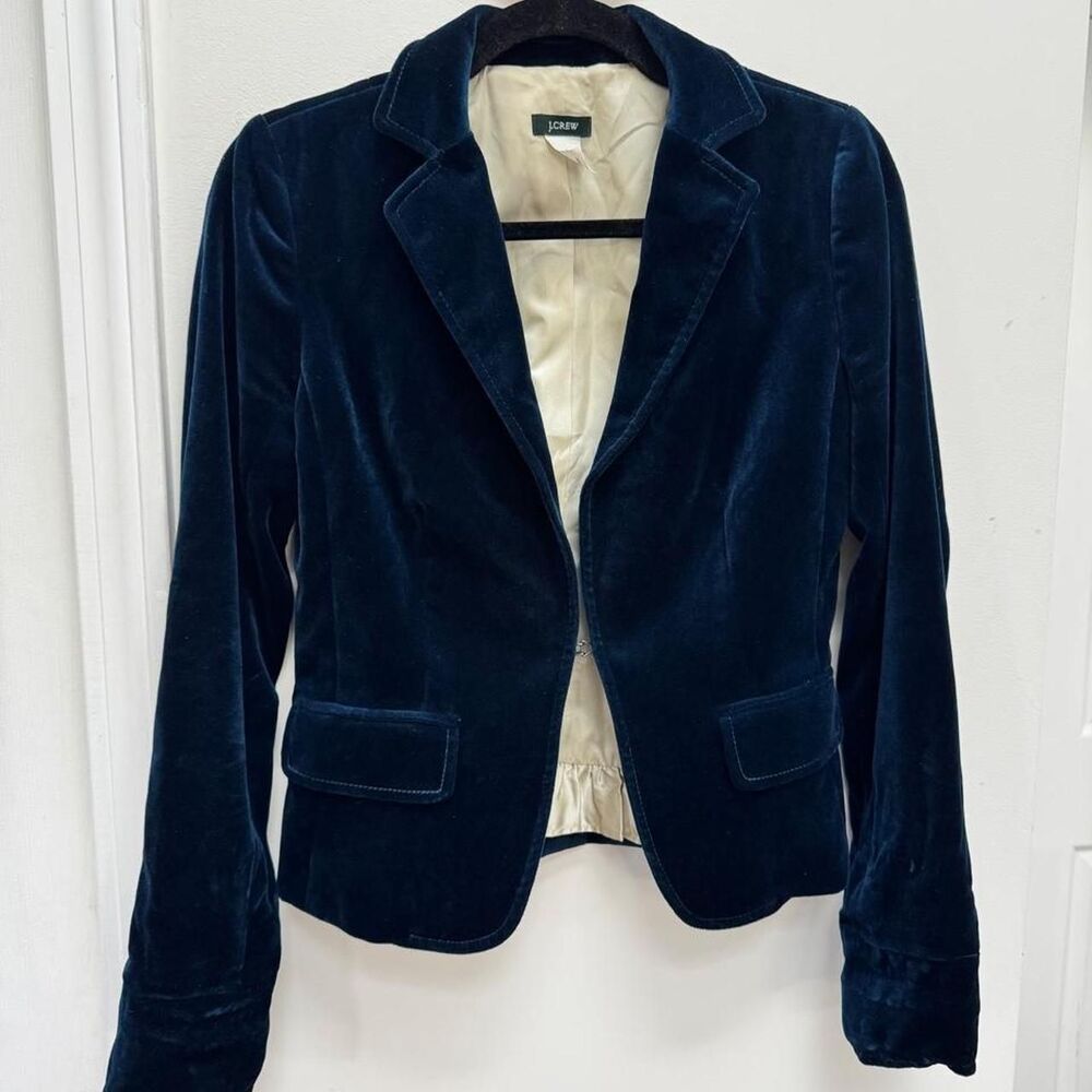 J. Crew Blue Velvet Tailored Blazer